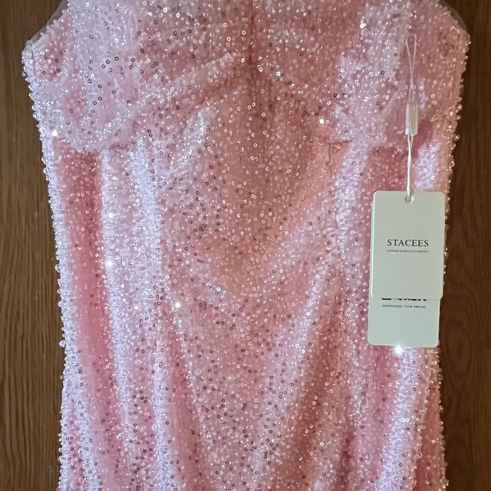 Stacees Pink Sequin Mini Dress